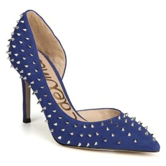 Sam Edelman Shoes - Sam Edelman Sapphire Blue Silver Spiked Studded Stud Leather Stilettos Heels 6.5